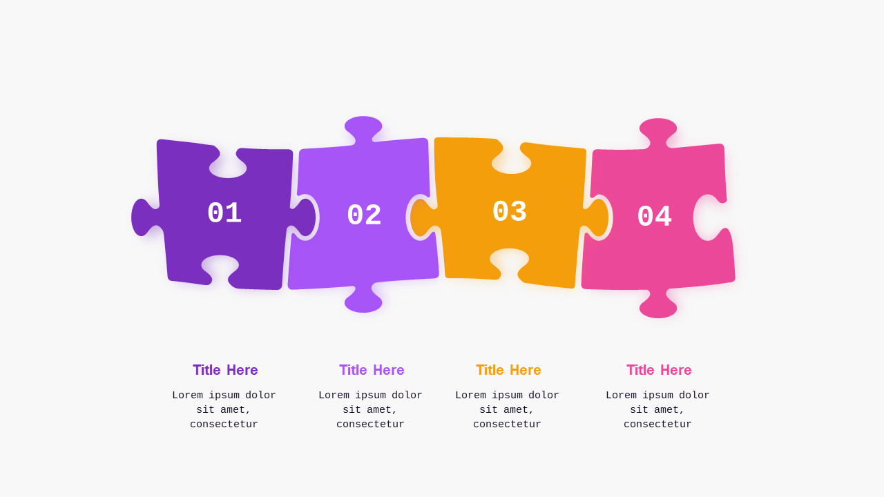 Puzzle Pieces Business Growth Diagram – Light – Royal Purple