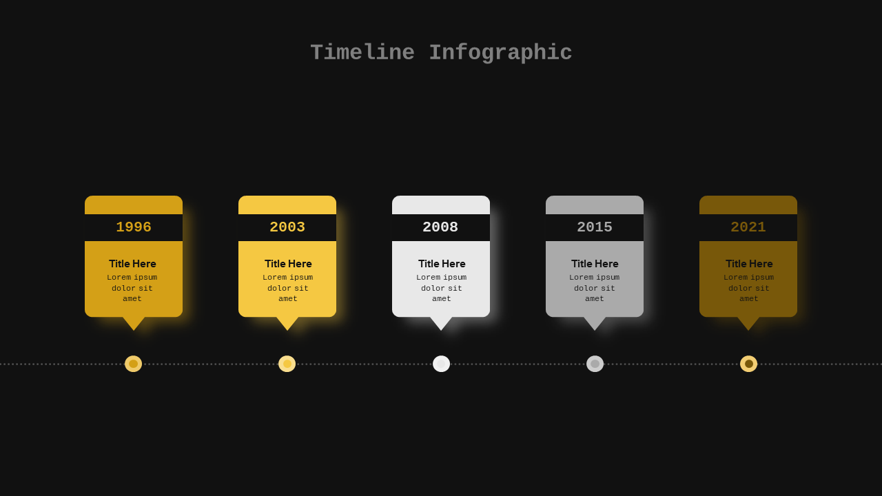 Timeline Infographic PowerPoint Template Dark (Charcoal Gold)
