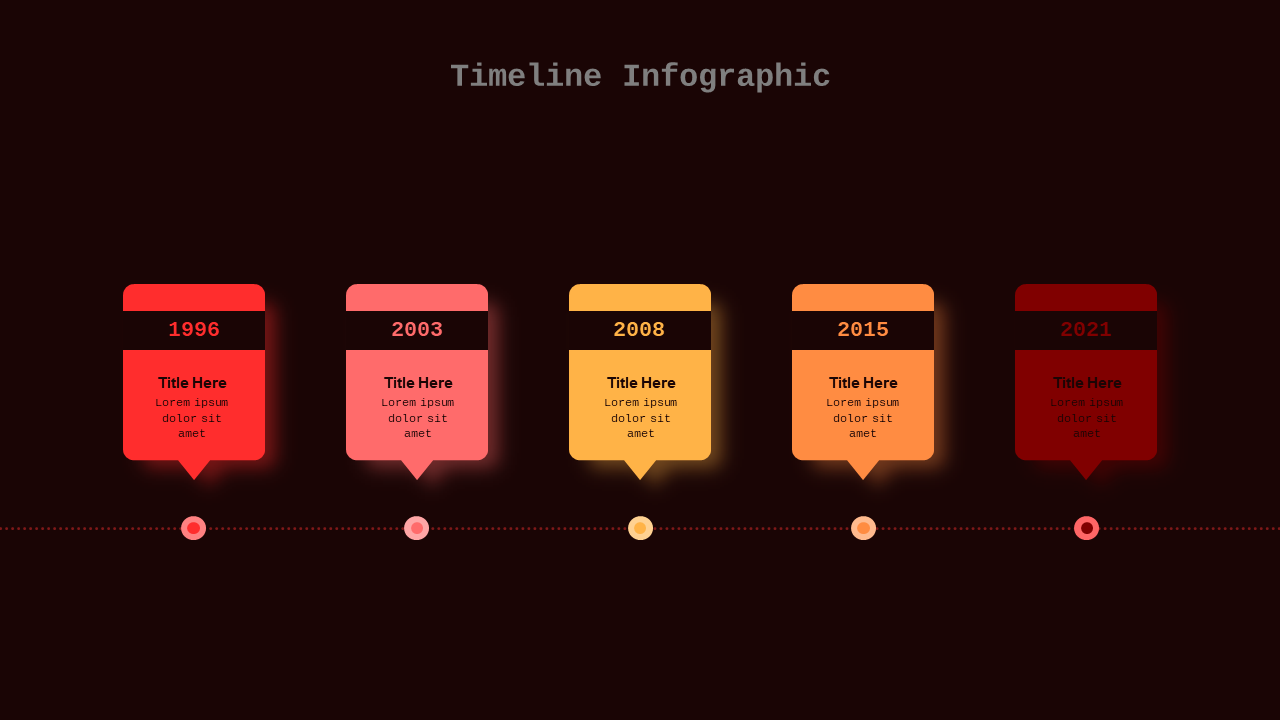Timeline Infographic PowerPoint Template Dark (Crimson Bold)