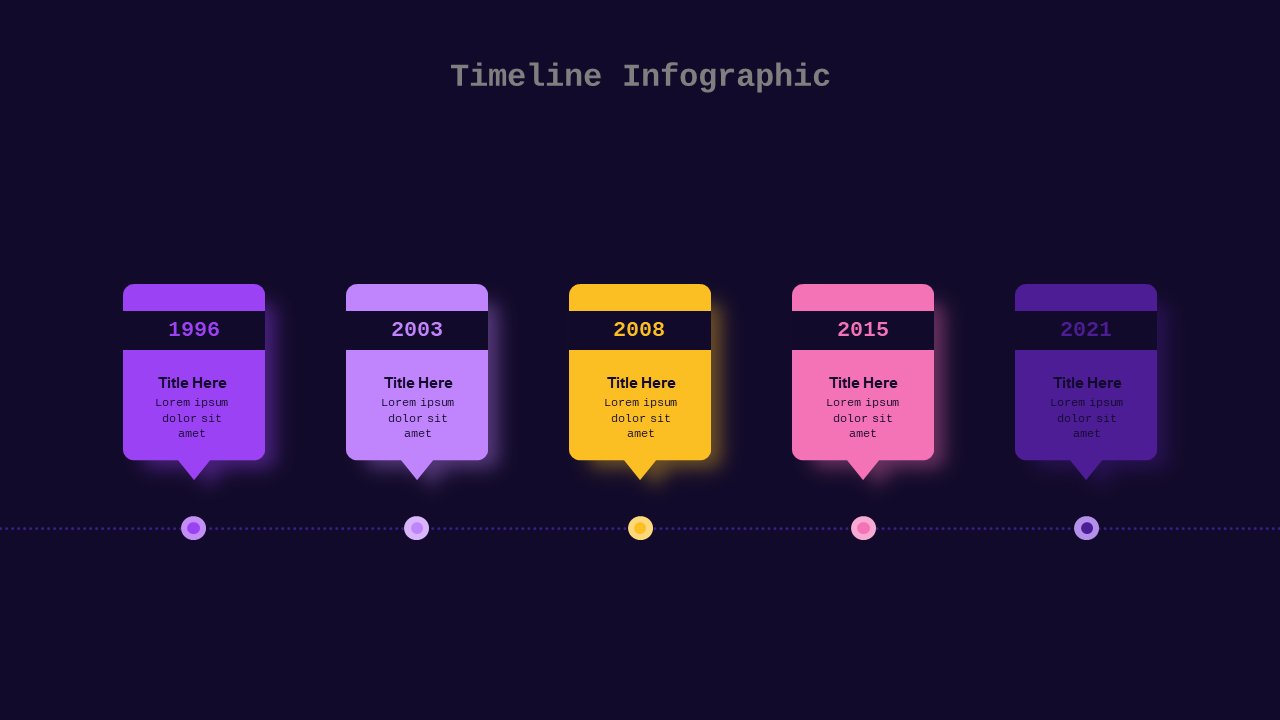 Timeline Infographic PowerPoint Template Dark (Royal Purple)
