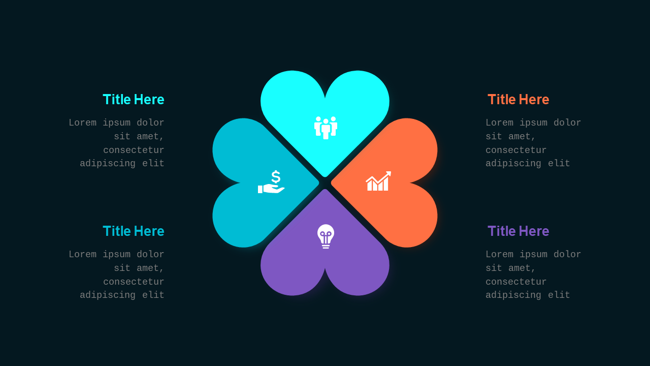 Red Blue Circular and Heart-Shaped Business Diagrams