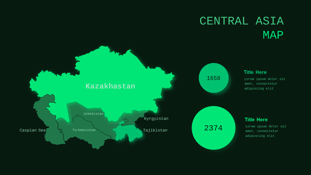 Asia Map Infographic PowerPoint Template Dark (Co...