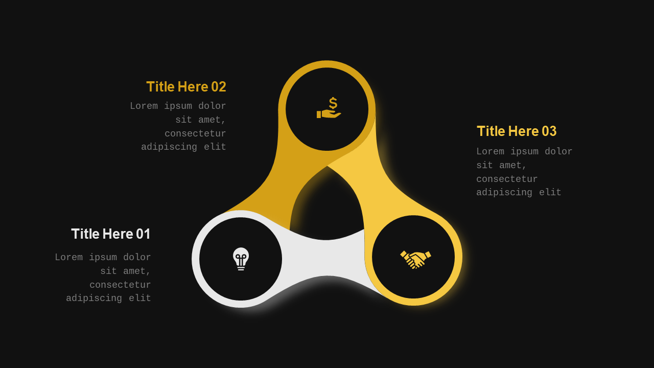 Triangular Infographic Diagram PowerPoint Template Dark (Charcoal Gold)