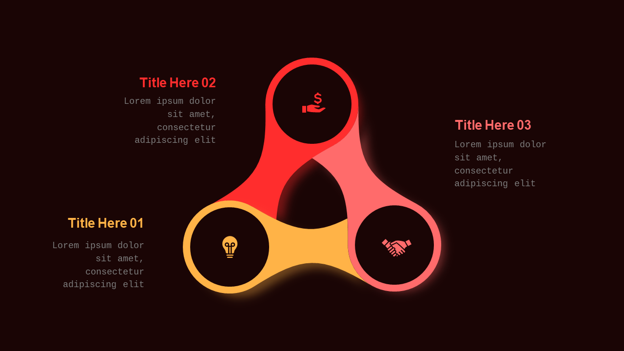 Triangular Infographic Diagram PowerPoint Template Dark (Crimson Bold)