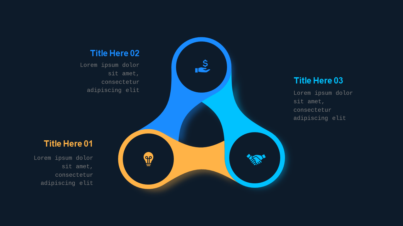 Triangular Infographic Diagram PowerPoint Template Dark (Ocean Blue)