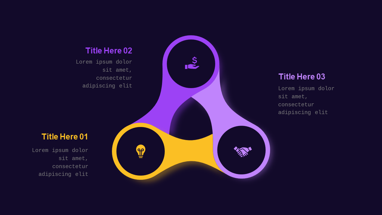 Triangular Infographic Diagram PowerPoint Template Dark (Royal Purple)