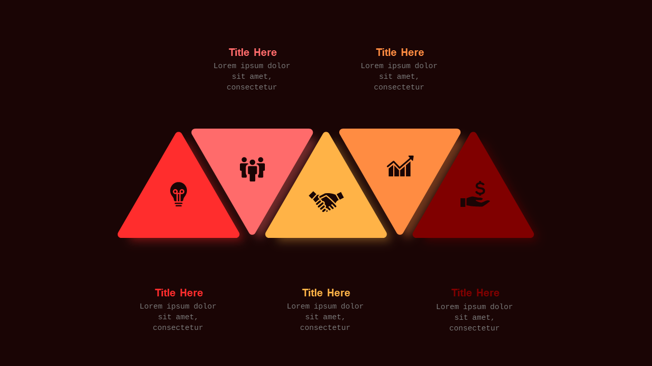 Triangular Infographic PowerPoint Template Dark (Crimson Bold)