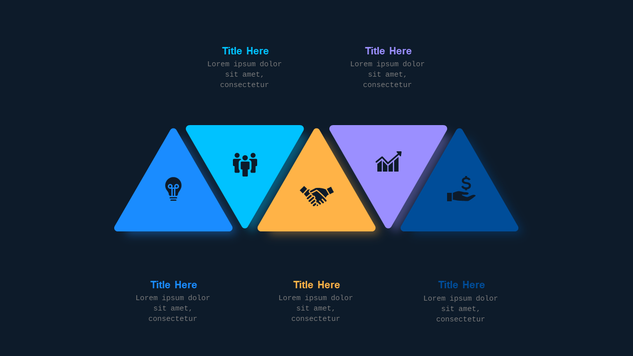 Triangular Infographic PowerPoint Template Dark (Ocean Blue)