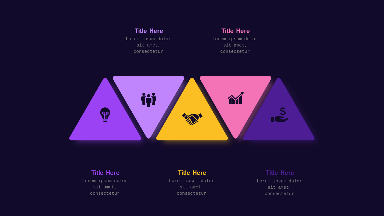 Triangular Infographic PowerPoint Template Dark (Royal Purple)