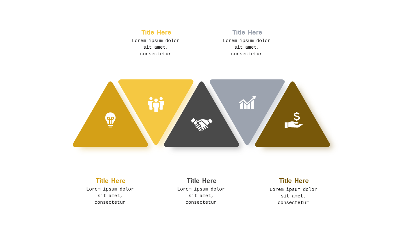 Triangular Infographic PowerPoint Template (Charcoal Gold)