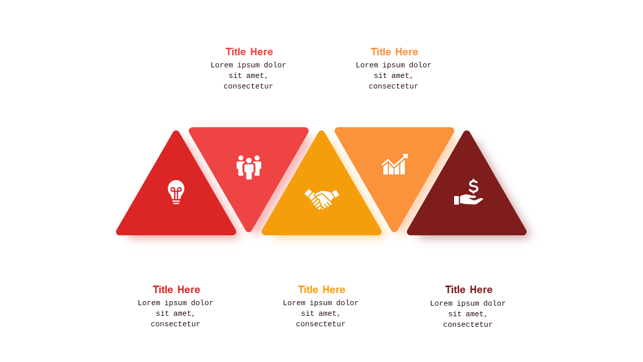 Triangular Infographic PowerPoint Template (Crimson Bold)