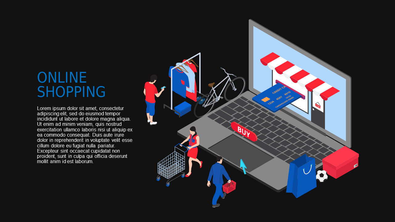 Data Analysis Isometric PowerPoint Template Dark ...