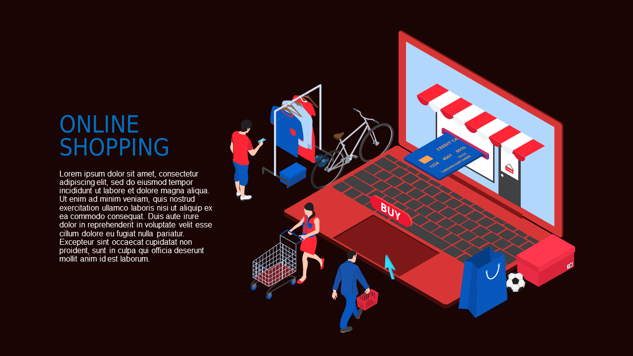 Data Analysis Isometric PowerPoint Template Dark ...