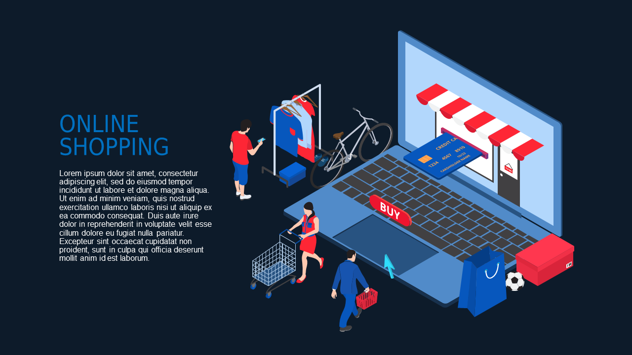 Data Analysis Isometric PowerPoint Template Dark ...