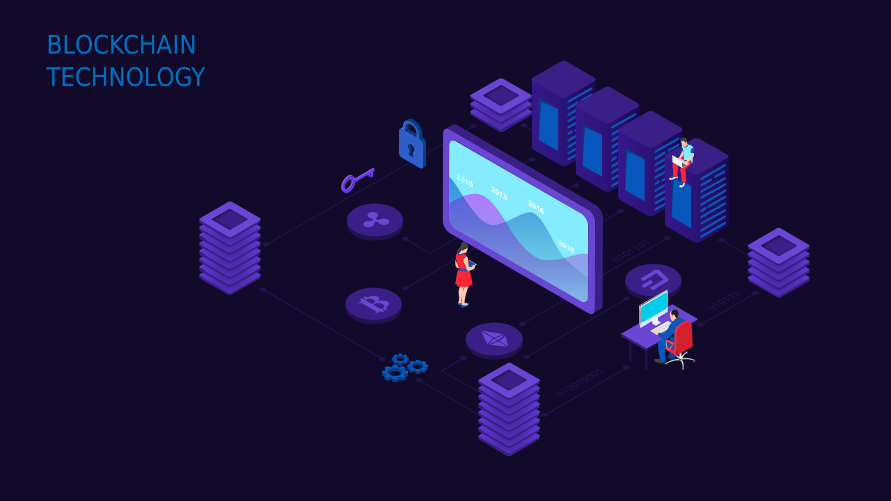 Data Analysis Isometric PowerPoint Template Dark ...