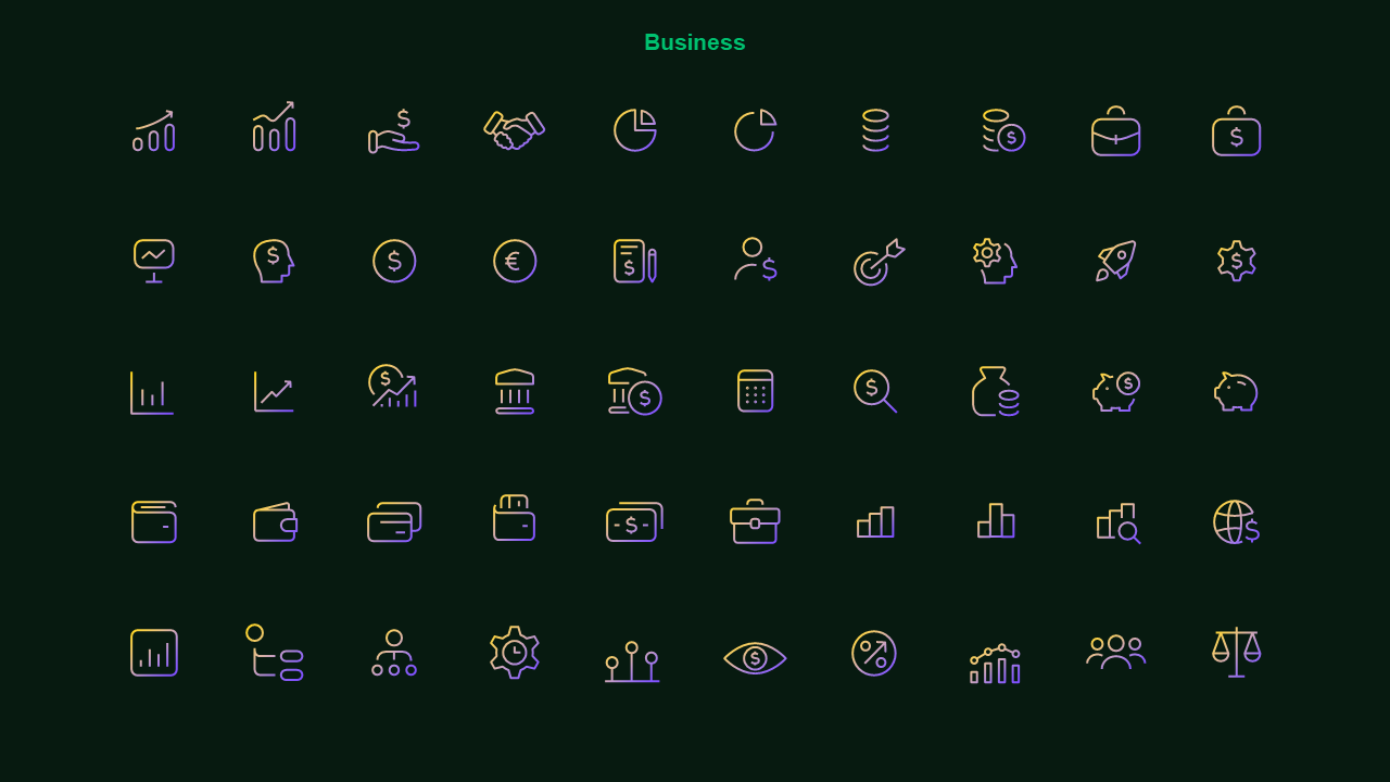 Line Icon Corporate Finance Icon Set V2 – Dark – Corporate Green