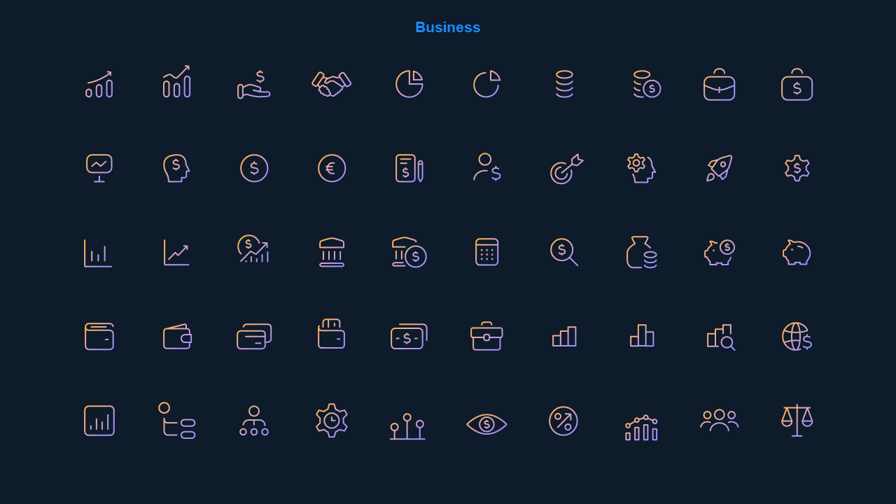 Line Icon Corporate Finance Icon Set V2 – Dark – Ocean Blue