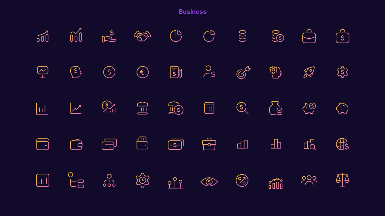 Line Icon Corporate Finance Icon Set V2 – Dark – Royal Purple
