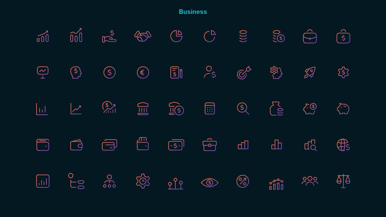 Line Icon Corporate Finance Icon Set V2 – Dark – Teal Modern