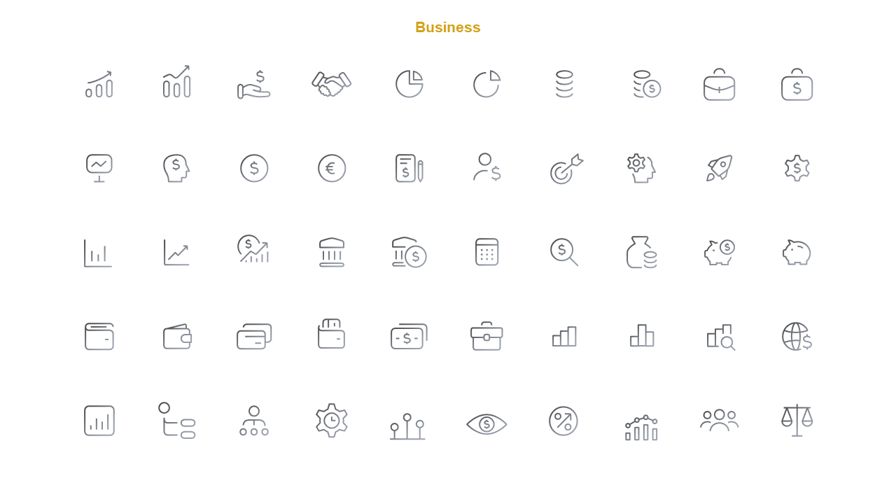 Circular Icon Set for Modern Presentations – Charcoal Gold