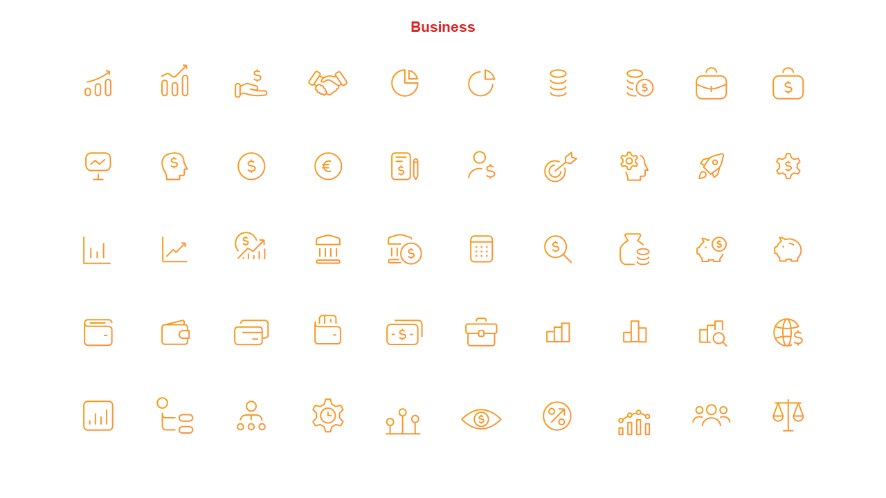 Circular Icon Set for Modern Presentations – Crimson Bold