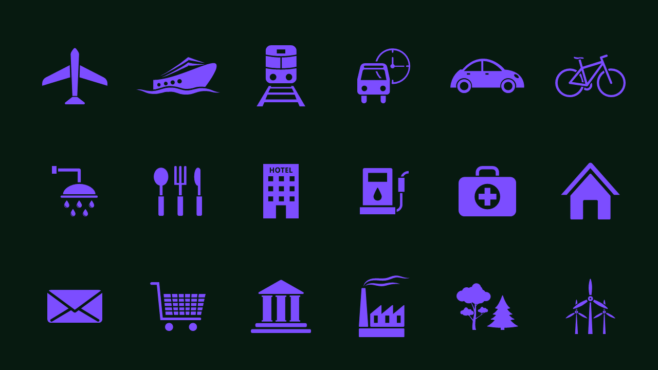 Comprehensive Travel Icon Set – Corporate Green