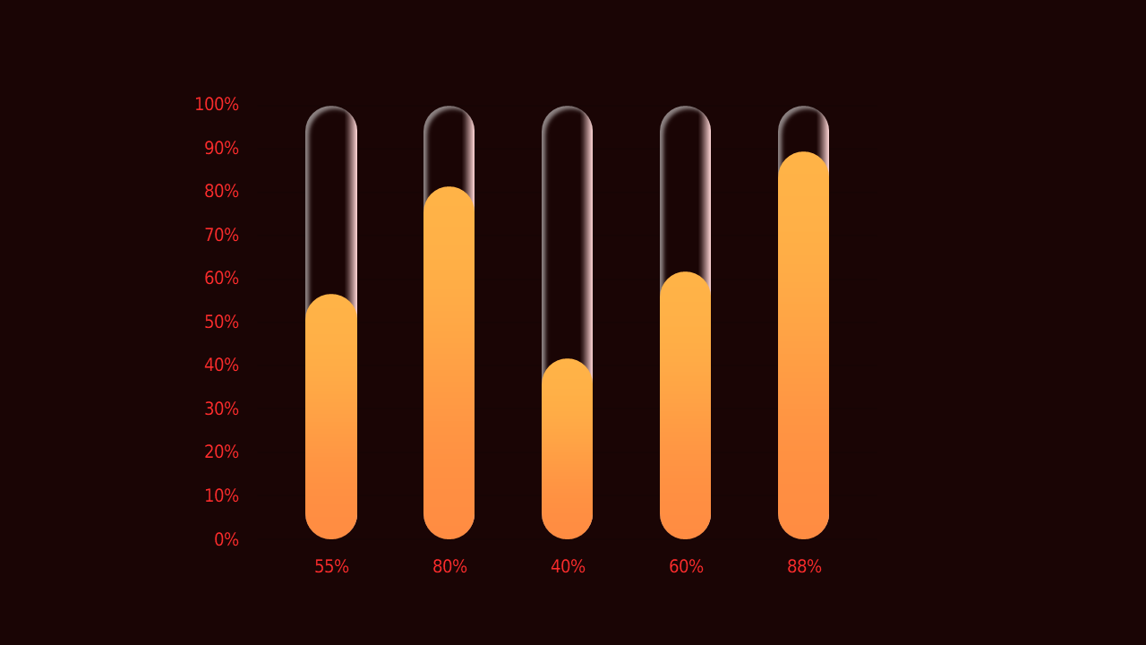 Neumorphic Bar Chart PowerPoint Template Dark (Crimson Bold)