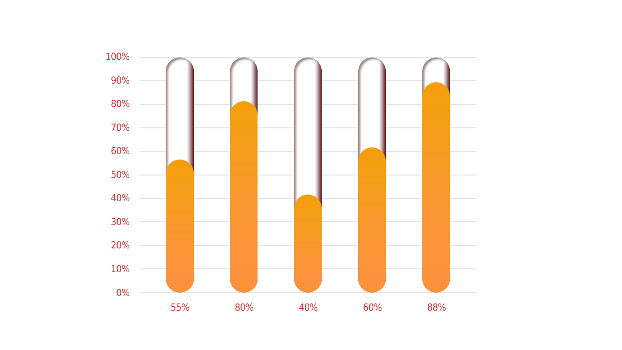 Neumorphic Bar Chart PowerPoint Template (Crimson Bold)