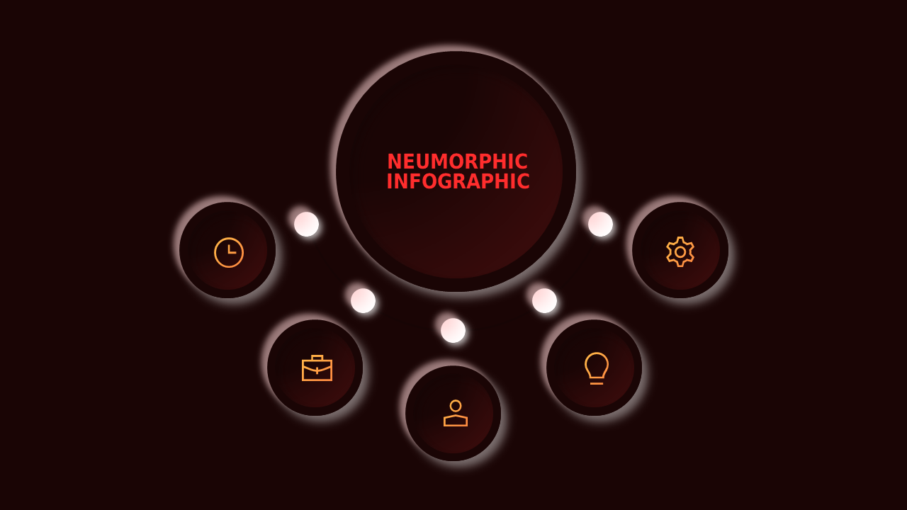 Neumorphic Infographic PowerPoint Template Dark (Crimson Bold)