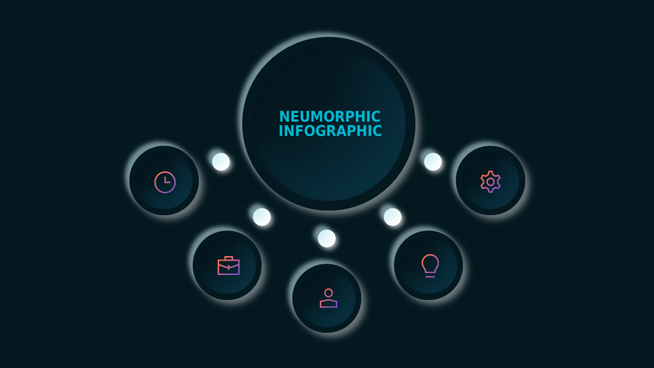 Neumorphic Infographic PowerPoint Template Dark (Teal Modern)