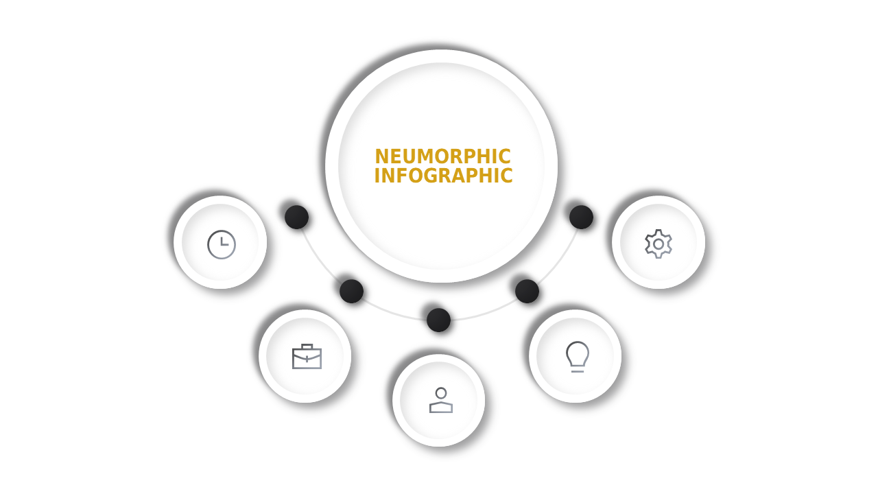 Neumorphic Infographic PowerPoint Template (Charcoal Gold)