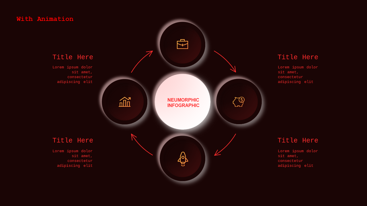 Neumorphic Infographic with Animation – Crimson Bold