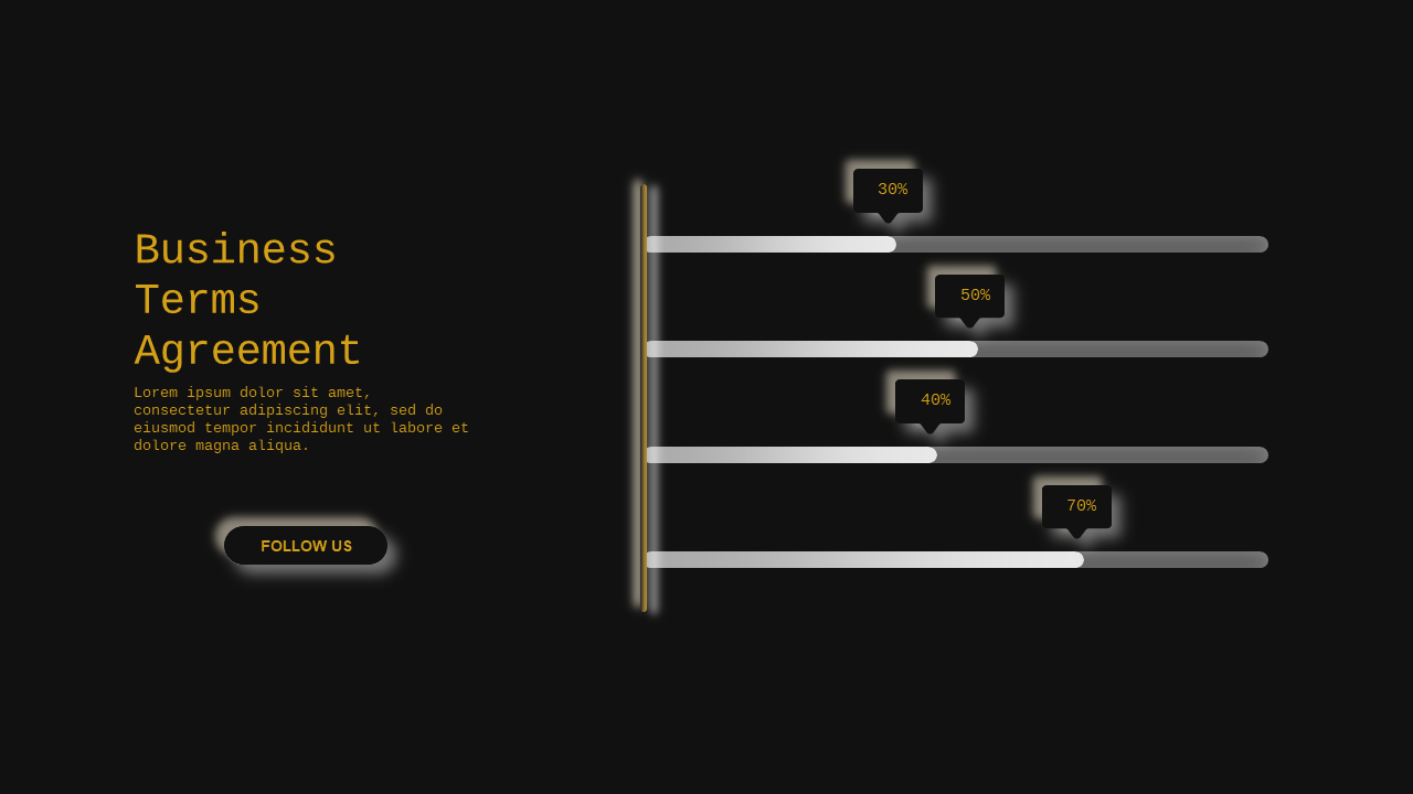Business Terms Agreement Progress Bar PowerPoint Template Dark (Charcoal Gold)