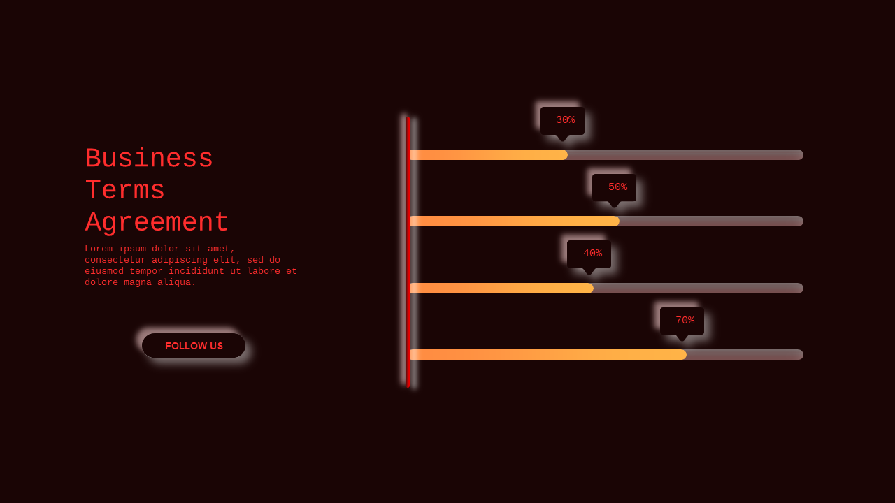 Business Terms Agreement Progress Bar PowerPoint Template Dark (Crimson Bold)
