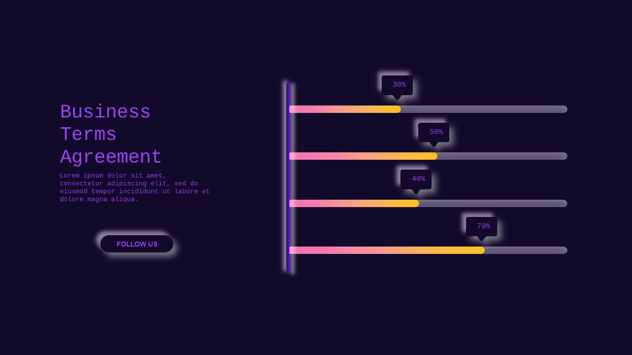 Business Terms Agreement Progress Bar PowerPoint Template Dark (Royal Purple)