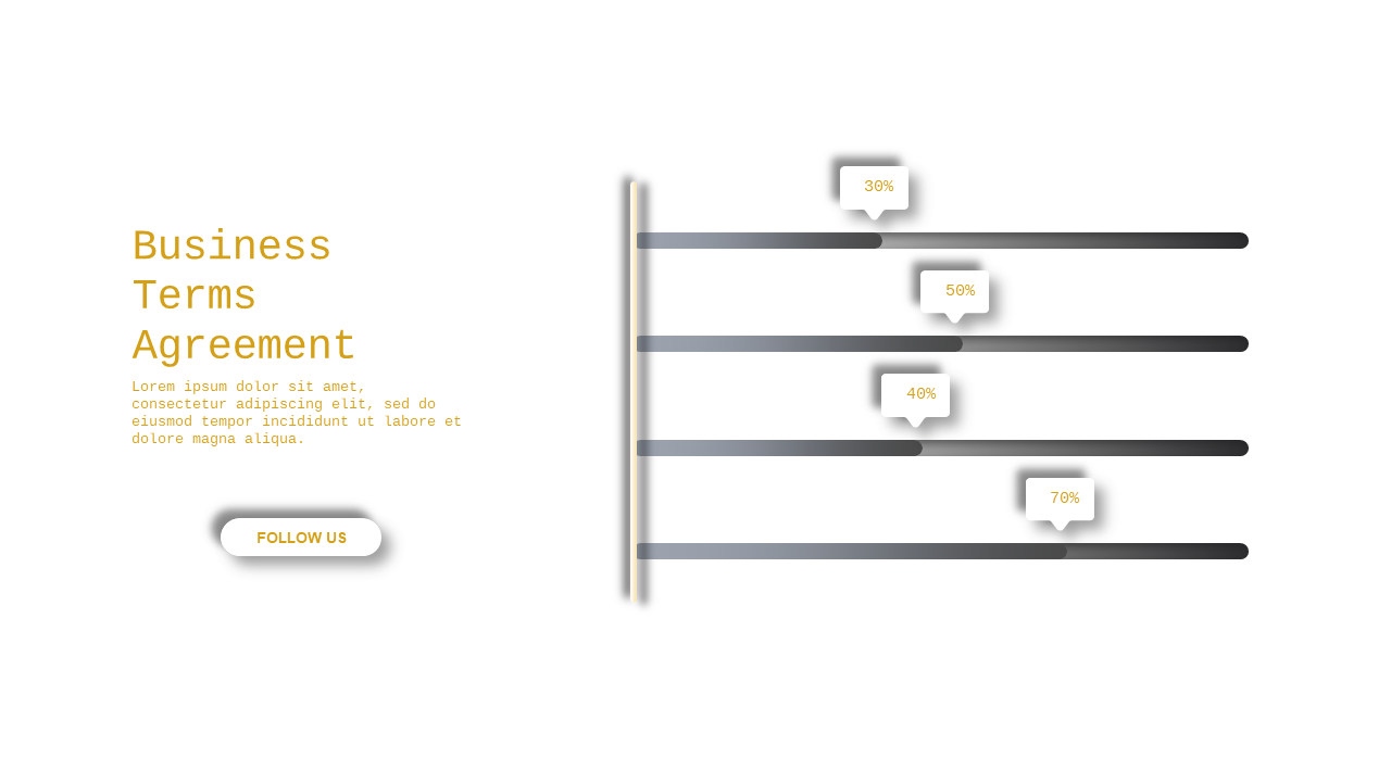 Business Terms Agreement Progress Bar PowerPoint Template (Charcoal Gold)