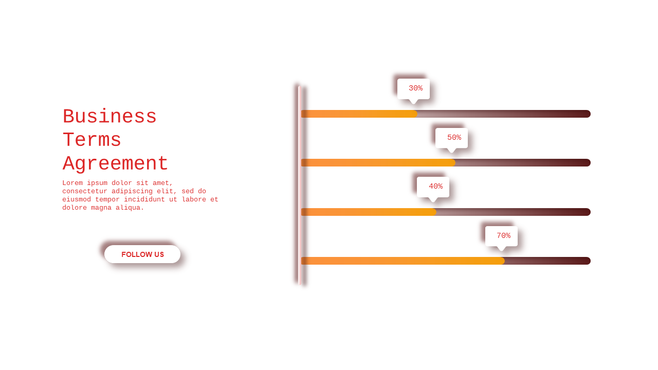 Business Terms Agreement Progress Bar PowerPoint Template (Crimson Bold)