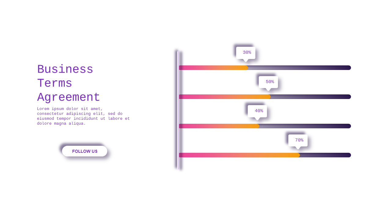 Business Terms Agreement Progress Bar PowerPoint Template (Royal Purple)