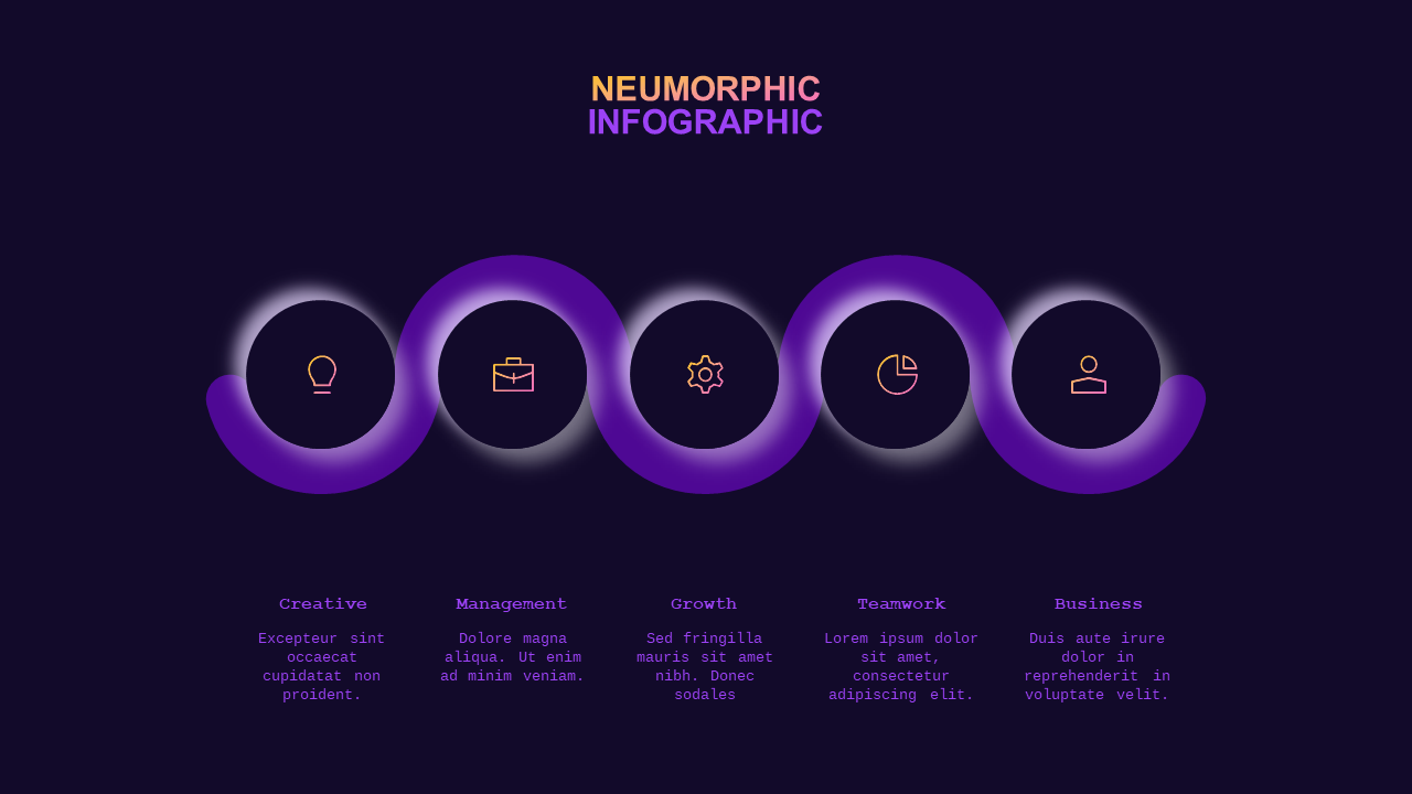 Neumorphic Infographic Set 2 PowerPoint Template Dark (Royal Purple)