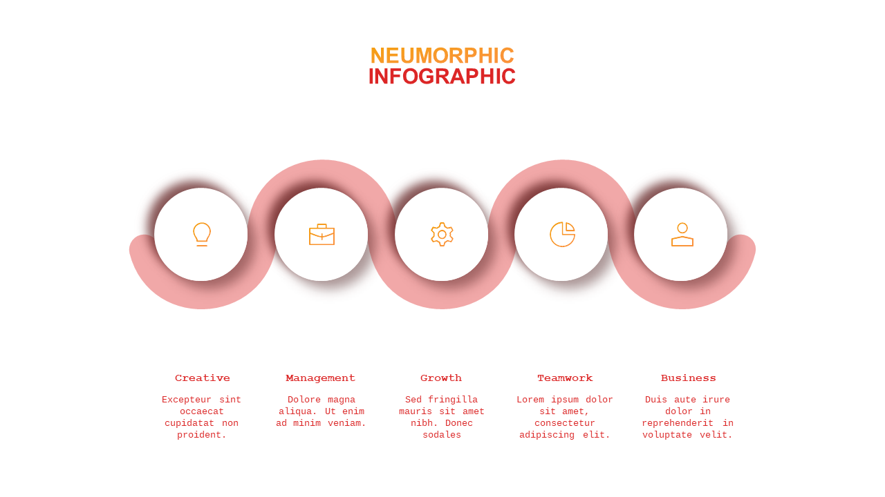 Neumorphic Infographics PowerPoint Template (Crimson Bold)