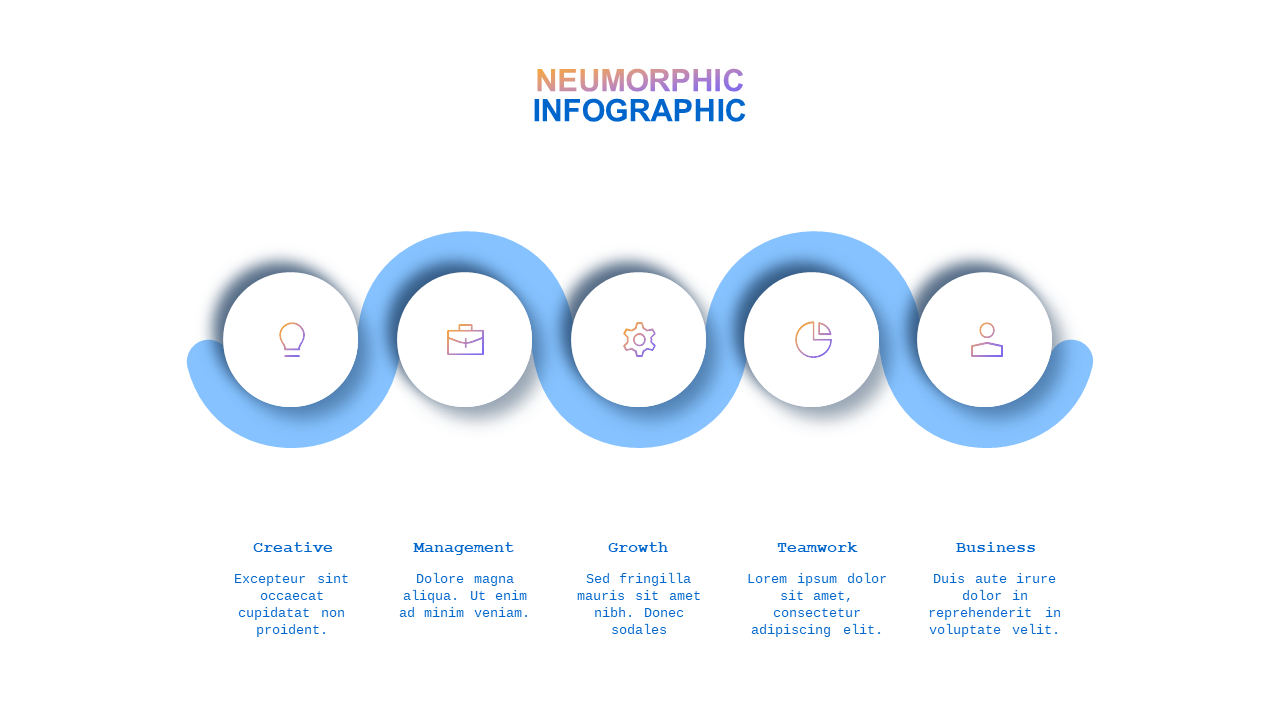 Neumorphic Infographic Set 2 PowerPoint Template (Ocean Blue)