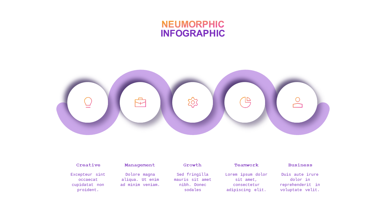 Neumorphic Infographic Set 2 PowerPoint Template (Royal Purple)