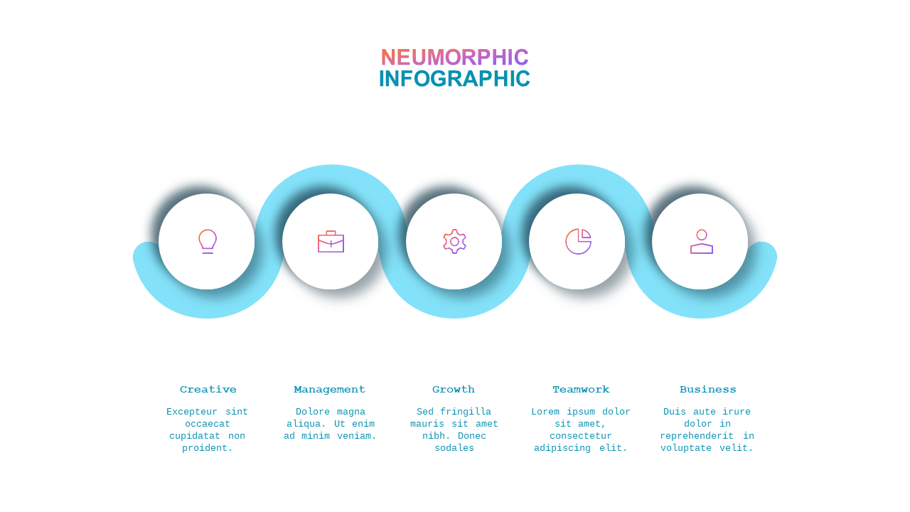 Neumorphic Infographics PowerPoint Template (Teal Modern)