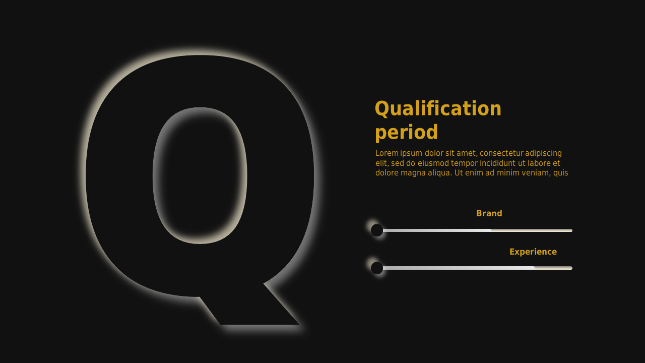 Qualification Period PowerPoint Template Dark (Charcoal Gold)