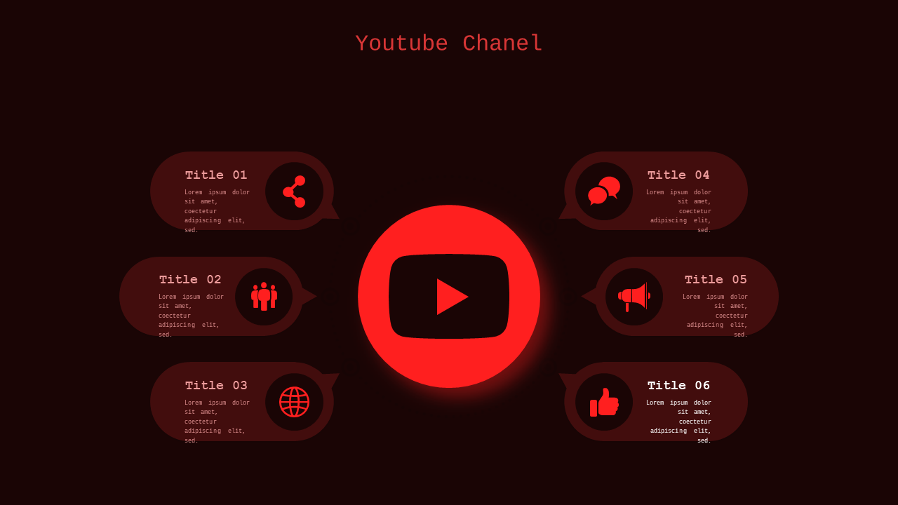 Pinterest Infographic PowerPoint Template Dark (Crimson Bold)